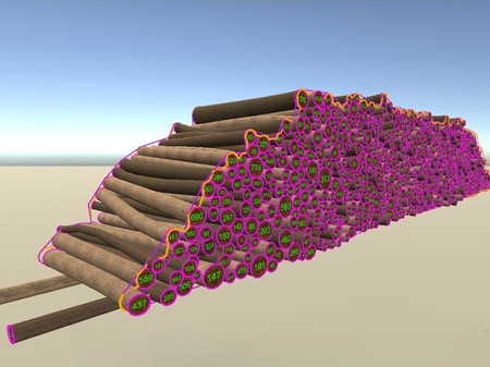 Simulation eines Holzpolters in der Software „HoPoSim“; Foto: Arbeitsgemeinschaft Rohholz e.V.