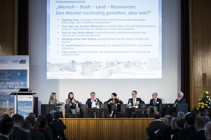 Podiumsdiskussion zum Thema "Mensch - Stadt - Land - Ressourcen: Den Wandel nachhaltig gestalten", Quelle: FNR/BMEL/photothek